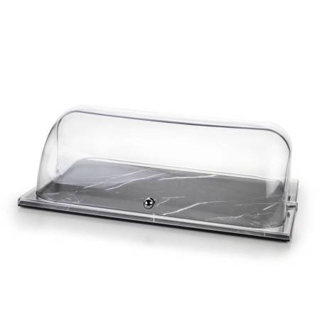 Rectangular gn 1/1 black marble effect acrylic tray cm 53x32.5