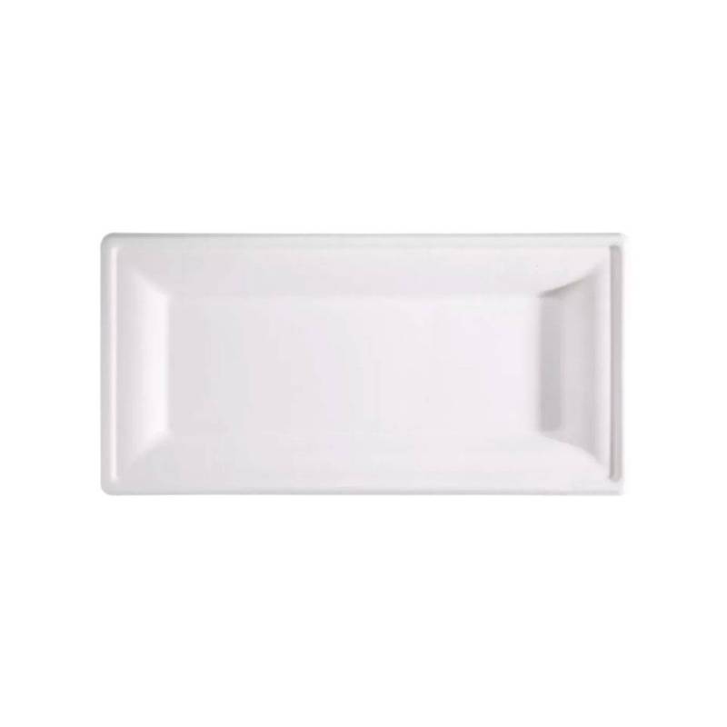Plato rectangular de pasta de celulosa blanca 26x13 cm