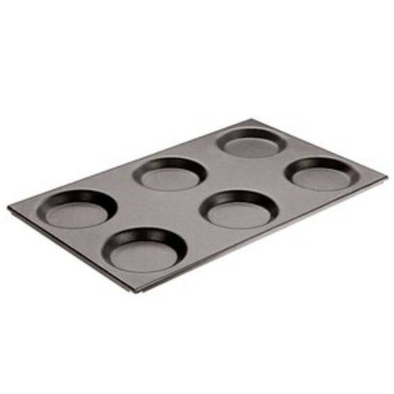 Plaque de cuisson rectangulaire gn 1/1 avec 6 empreintes en acier antiadhésif
