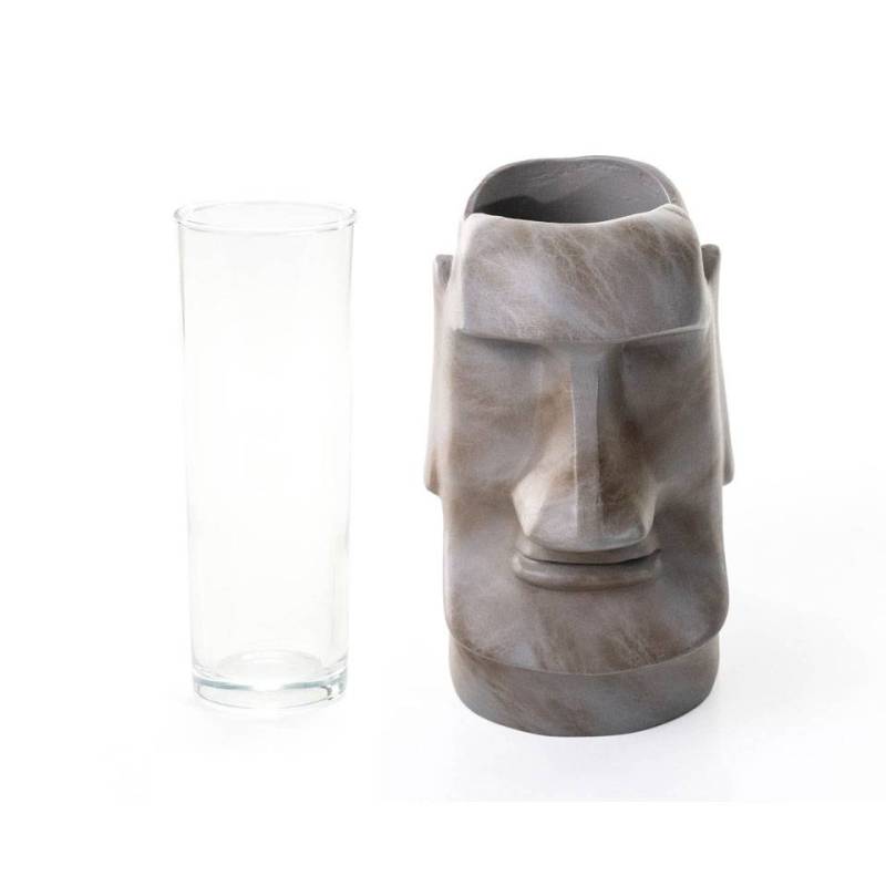 Harz Glashalter mit Glas Grau Moai 100% Chef cl 30