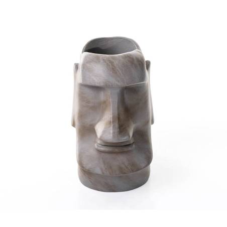 Porta bicchiere in resina con bicchiere in vetro Grey Moai 100% Chef cl 30
