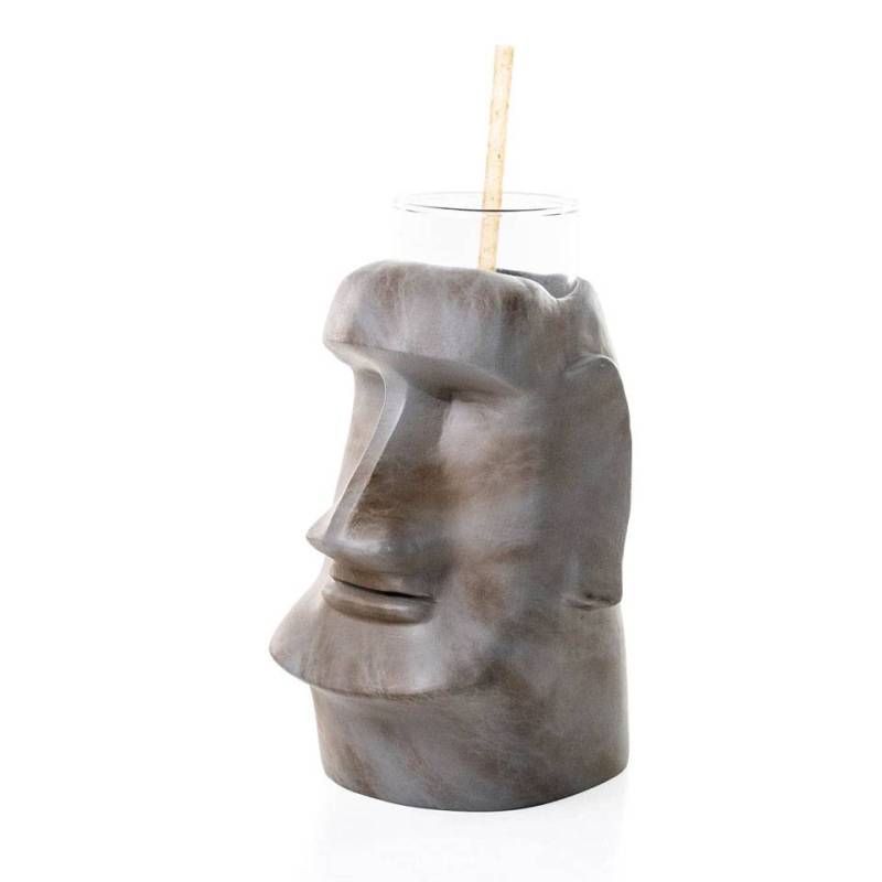 Portavasos de resina con cristal Moai Gris 100% Chef cl 30