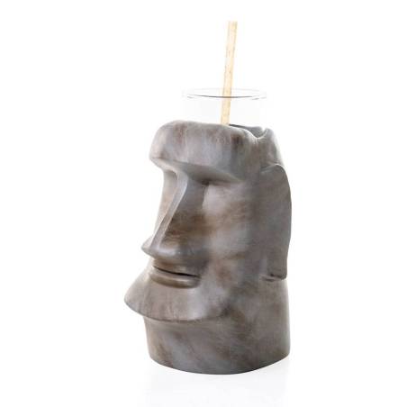 Resin glass holder with glass Grey Moai 100% Chef cl 30